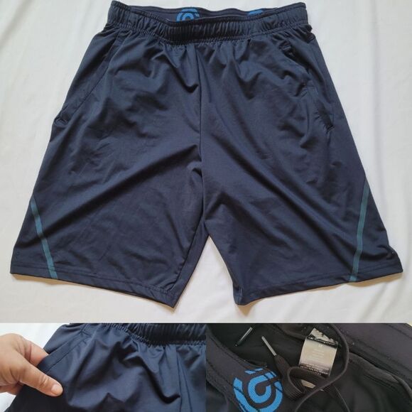 M CHAMPION navy blue basketball elastic drawstring waist SHORTS pockets MEDIUM - Picture 1 of 9